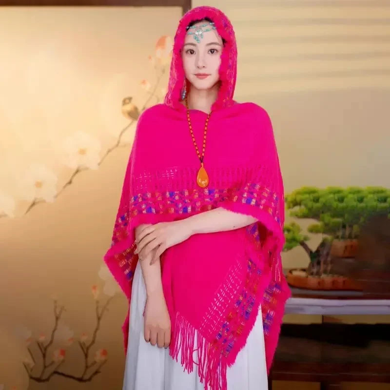 Poncho Femme Frange