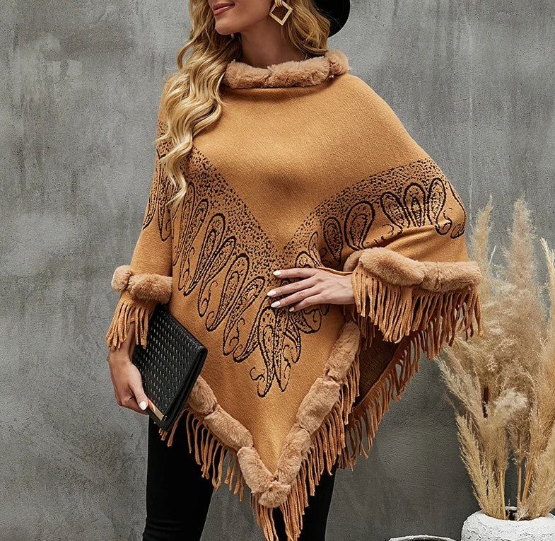 Poncho Fourrure Femme Bohème