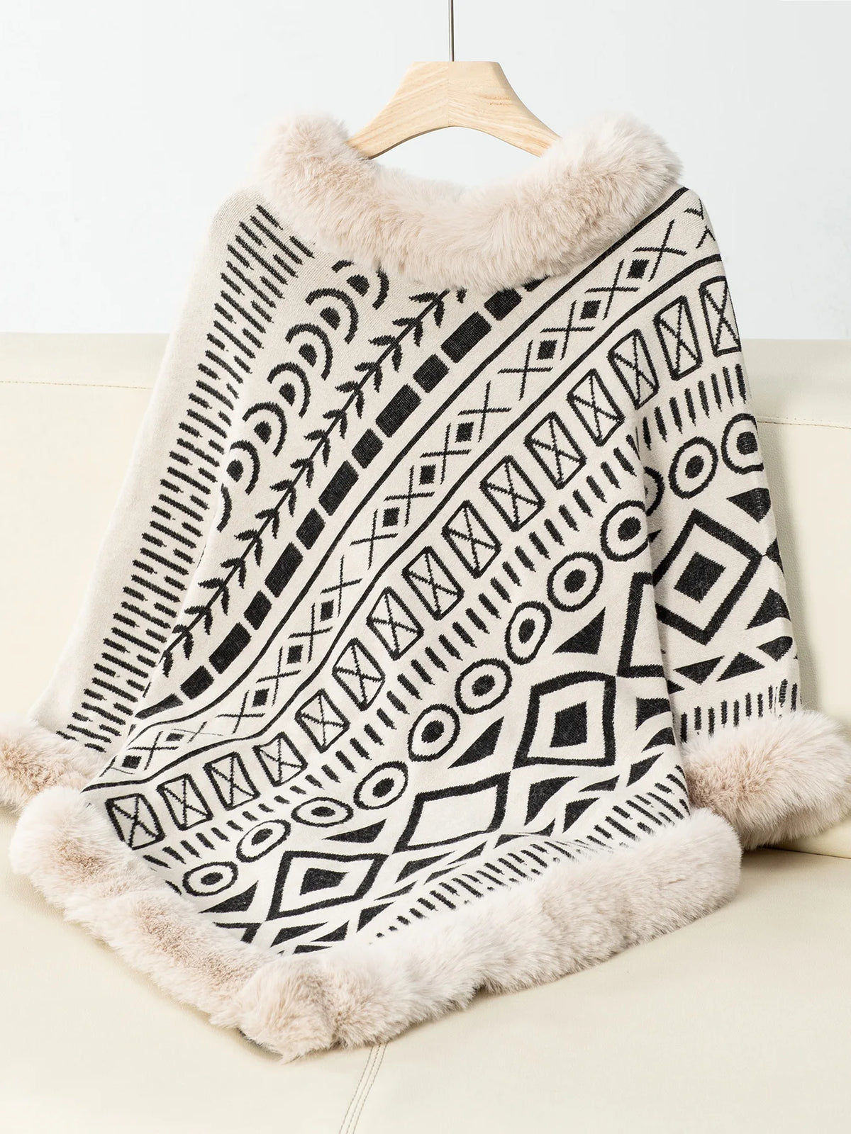 Poncho Fourrure Femme Elégant