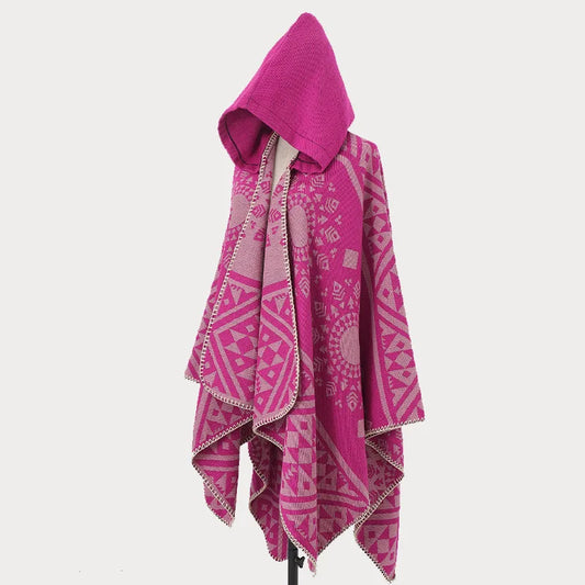 Poncho Cape Traditionnel Rose