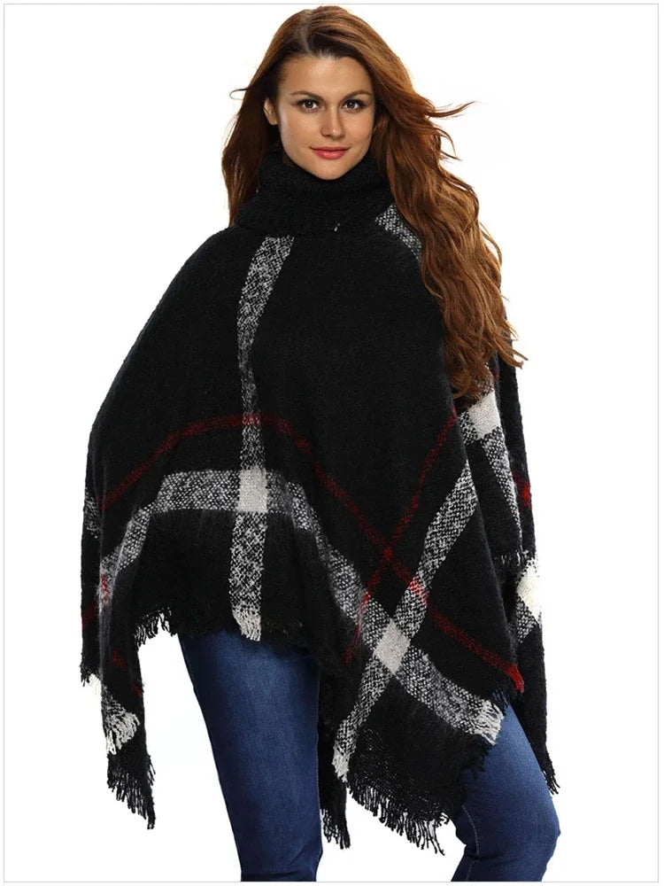 Poncho Hiver Col Roulé Femme