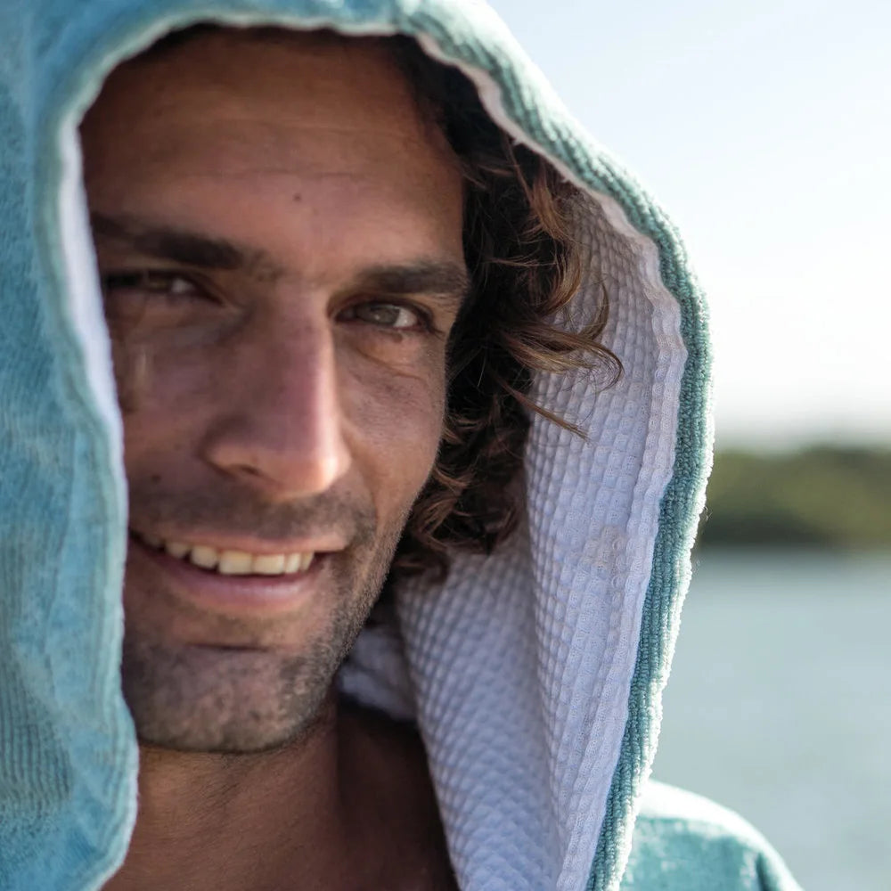 Poncho Surf  bicolore à Capuche