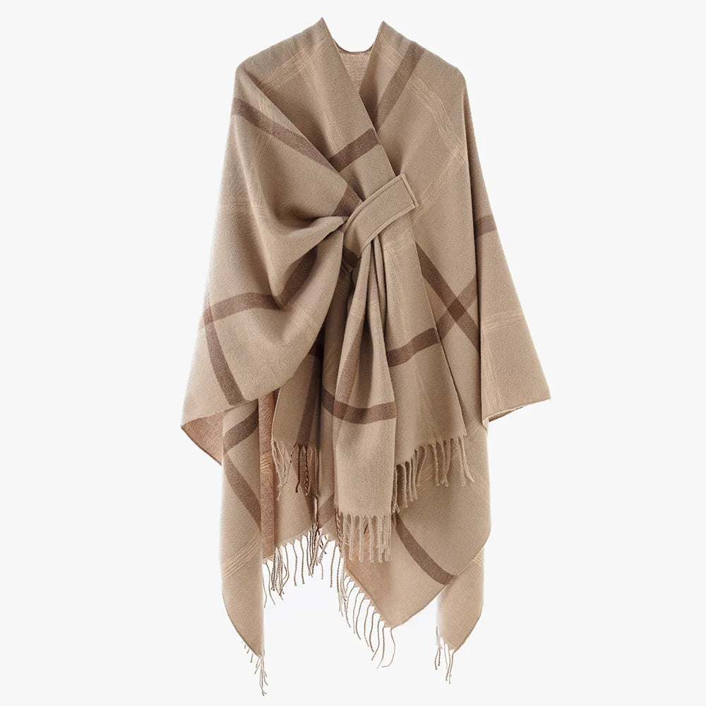 Poncho Femme Moderne Rayé