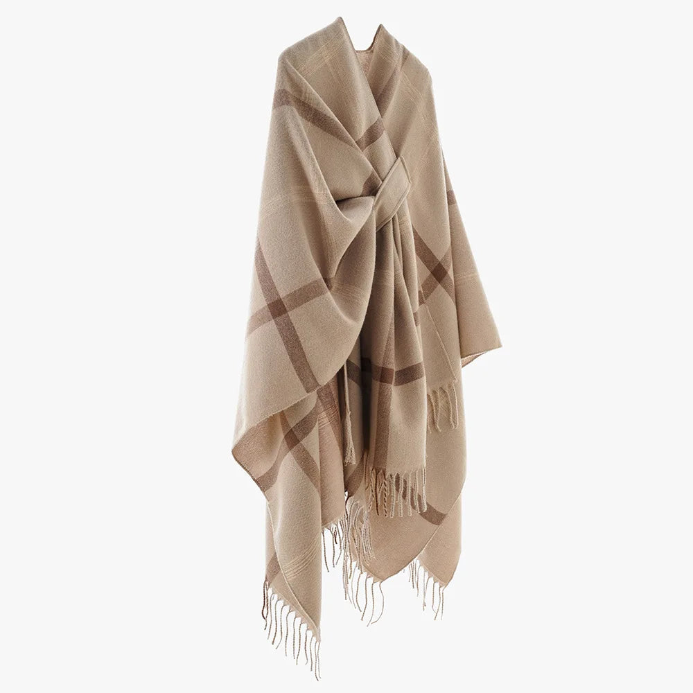 Poncho Femme Moderne Rayé