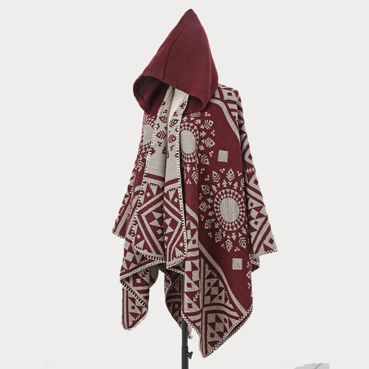 Poncho Cape Traditionnel Bordeaux