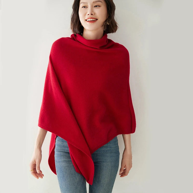 Poncho Cachemire Col Roulé