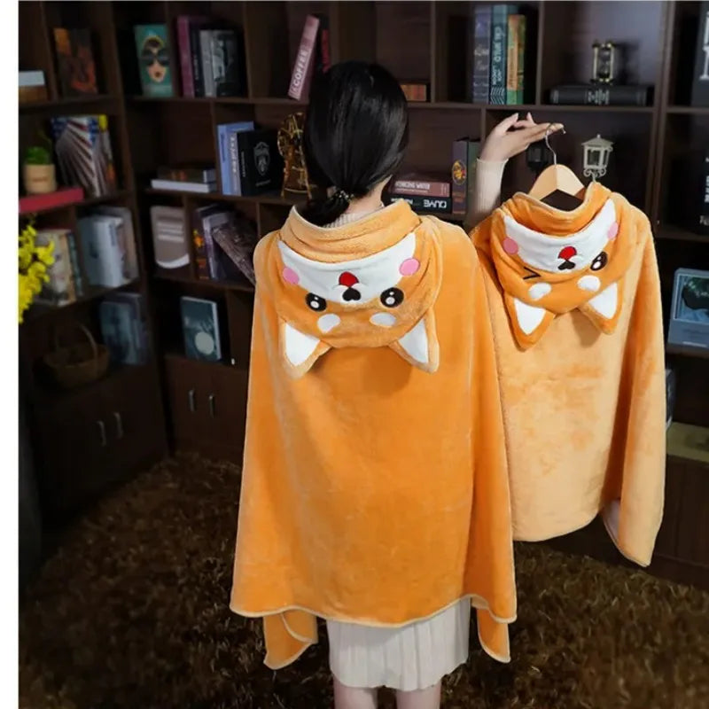 Poncho Plaid Femme Shiba Inu