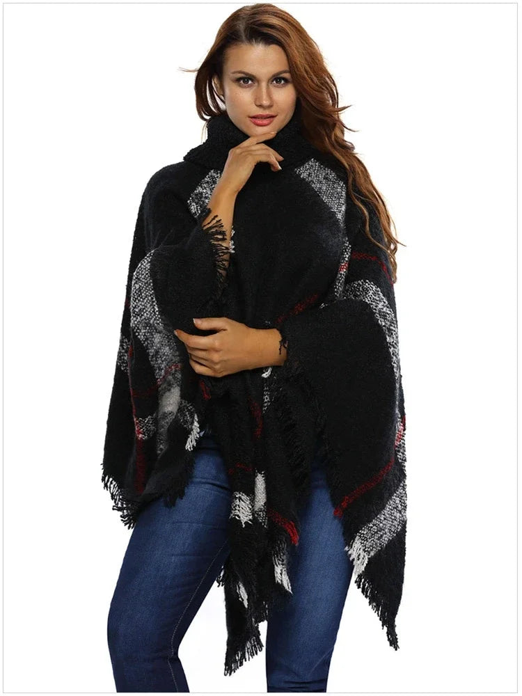 Poncho Hiver Col Roulé Femme