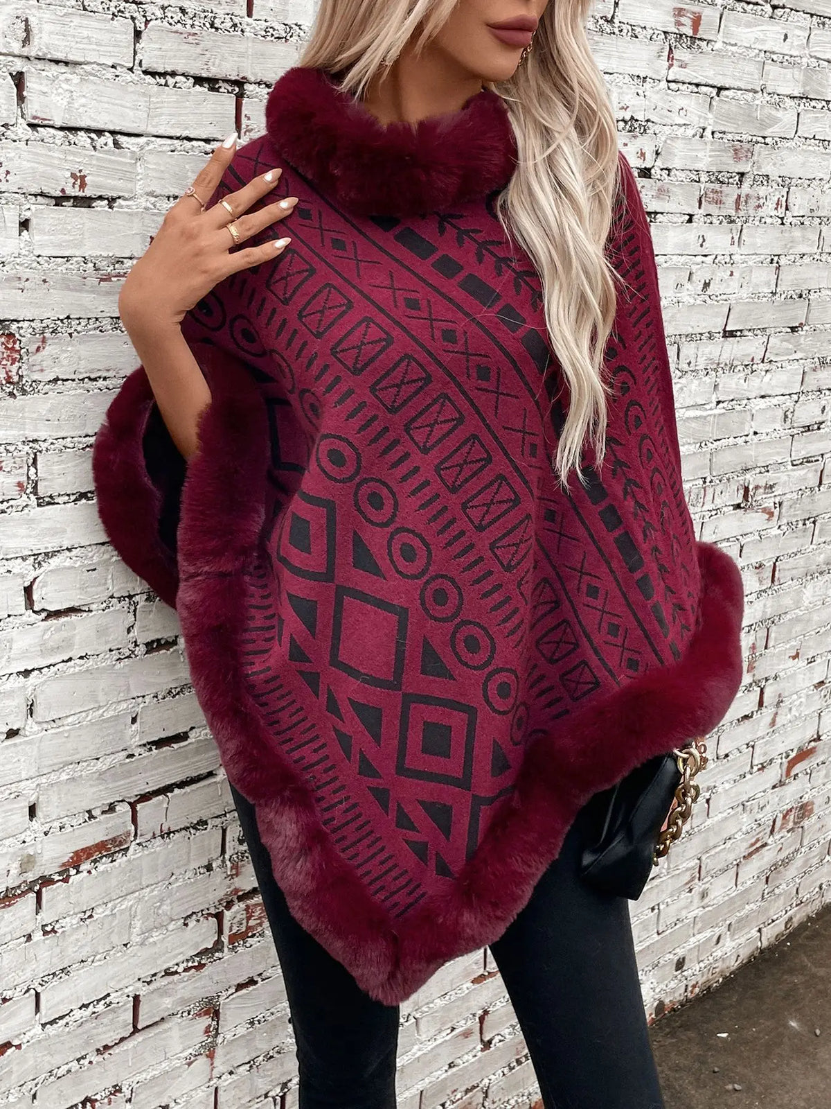 Poncho Fourrure Femme Elégant