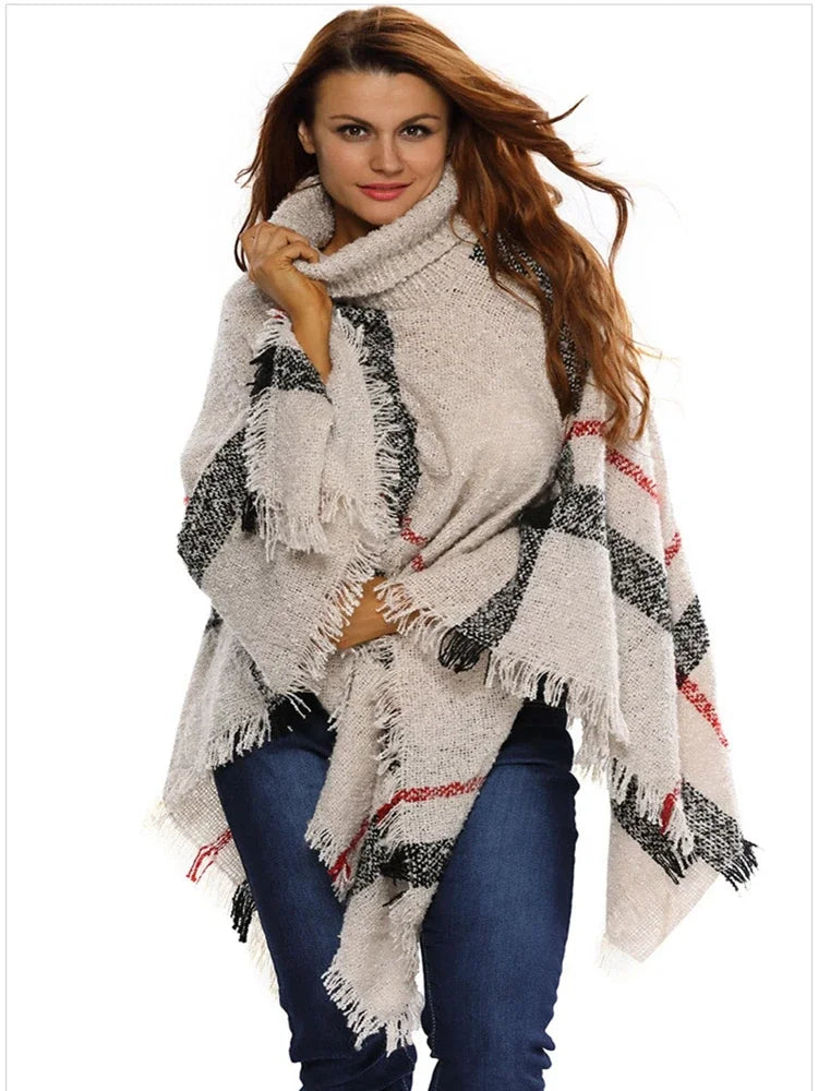 Poncho Hiver Col Roulé Femme