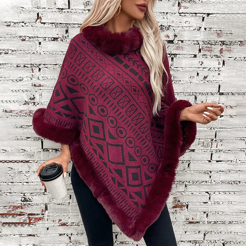 Poncho Fourrure Femme Elégant