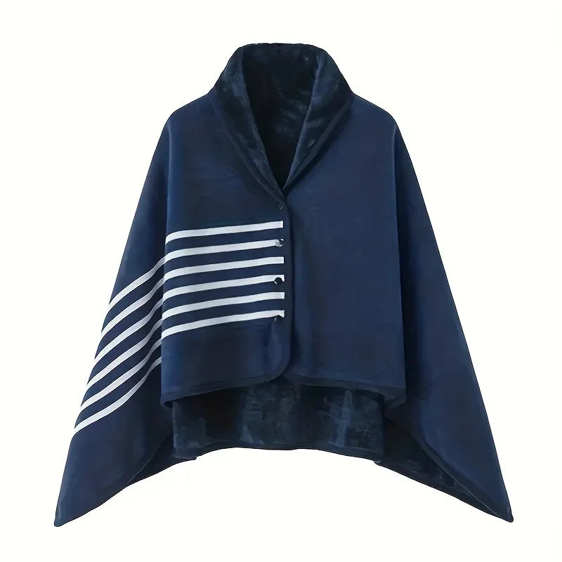 Poncho Plaid Carreaux Gris Clair