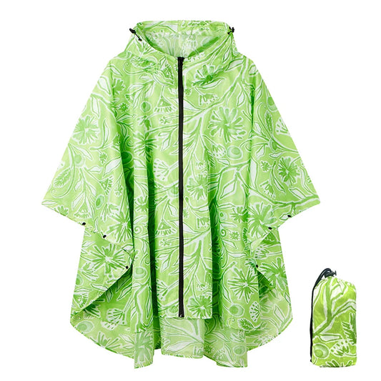 Poncho Pluie Unisexe Vert Feuillage