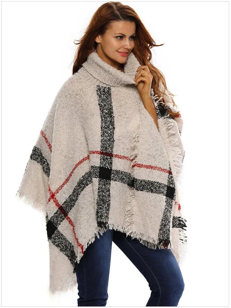 Poncho Hiver Col Roulé Femme