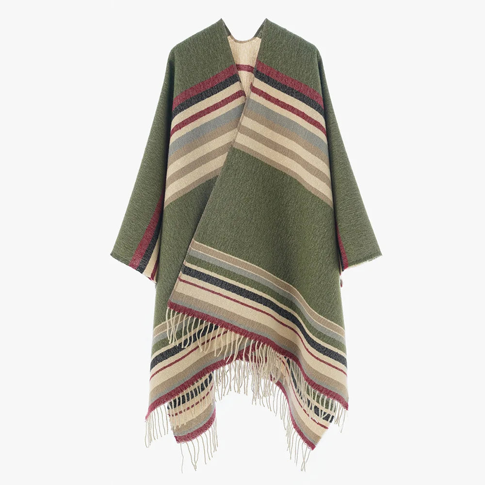 Poncho Boho Vert