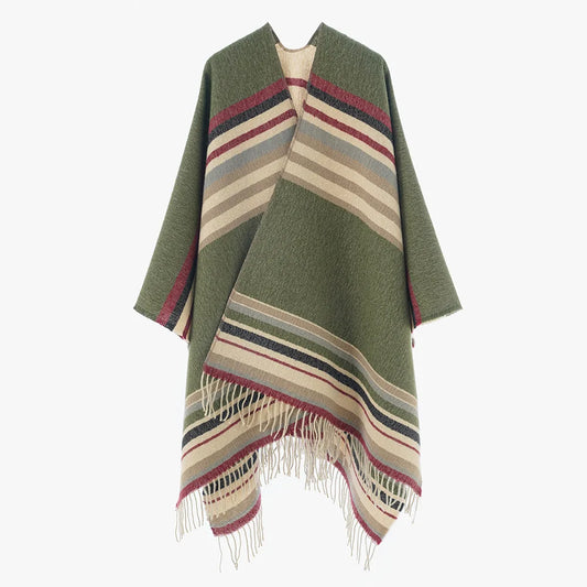 Poncho Boho Vert