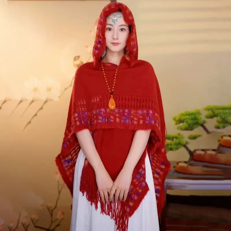 Poncho Femme Frange