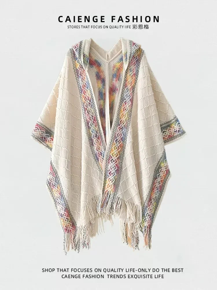 Poncho Femme Frange