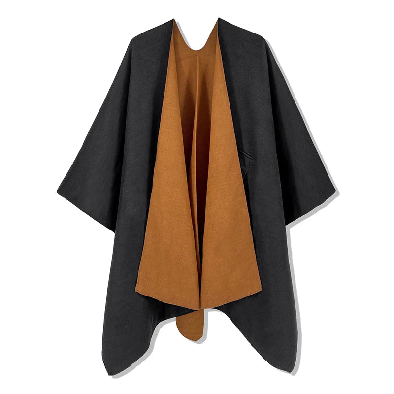 Poncho Cape Double Face Hiver