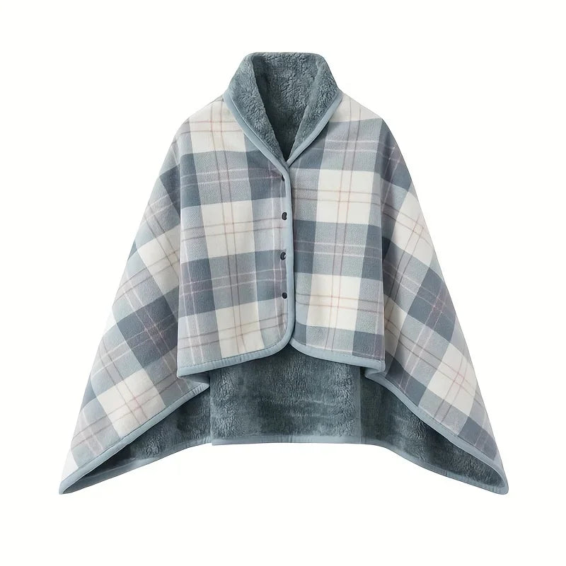 Poncho Plaid Carreaux Gris