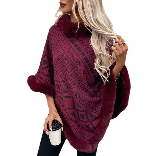 Poncho Fourrure Femme Elégant