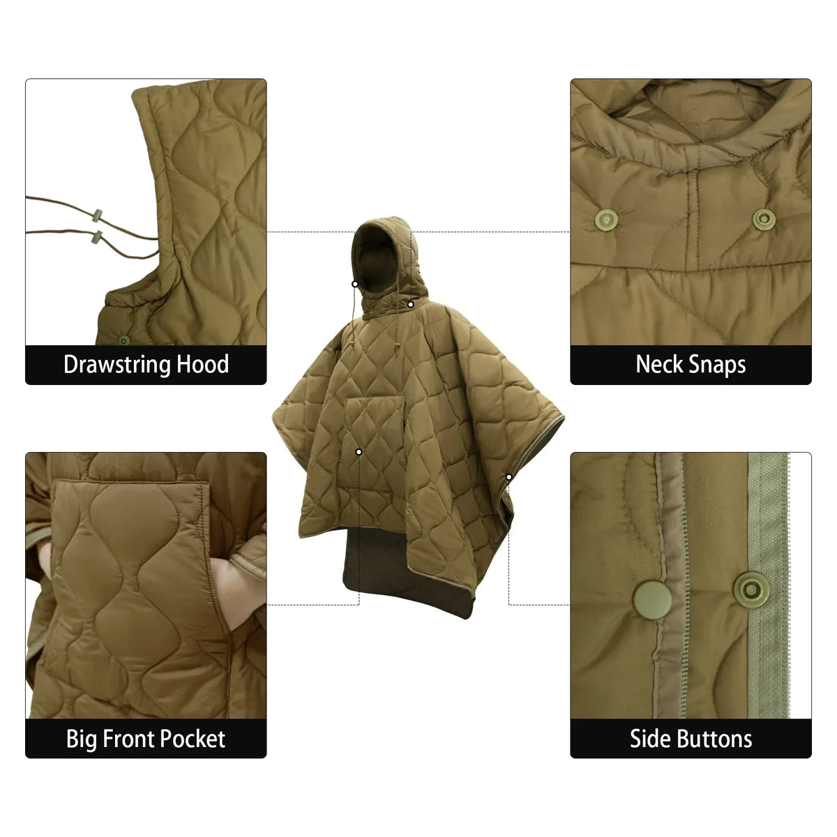 Poncho Militaire Hiver Vert Olive