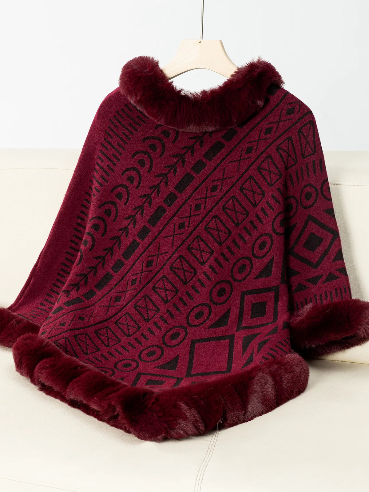Poncho Fourrure Femme Elégant
