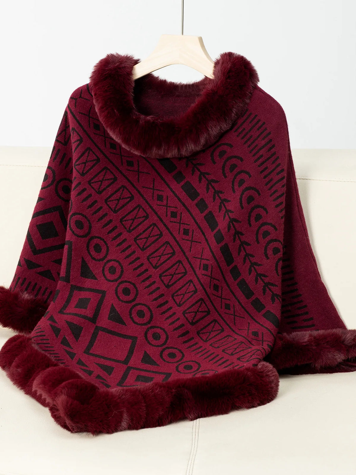 Poncho Fourrure Femme Elégant