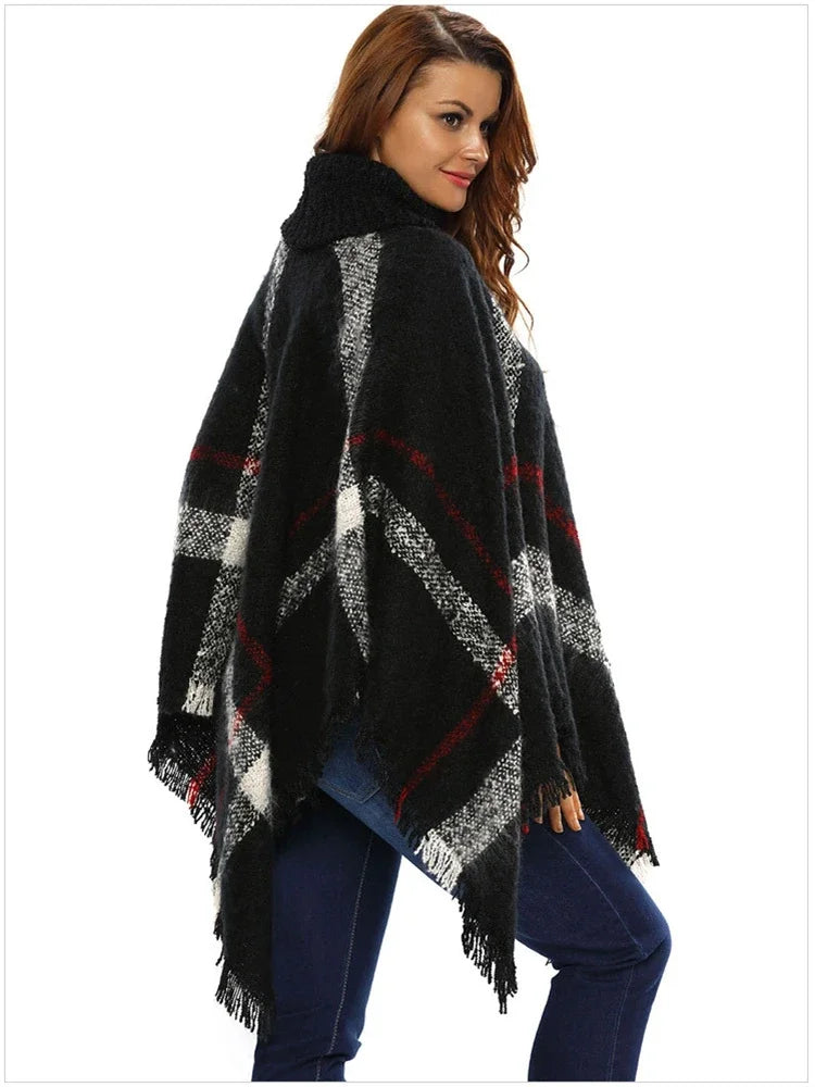 Poncho Hiver Col Roulé Femme