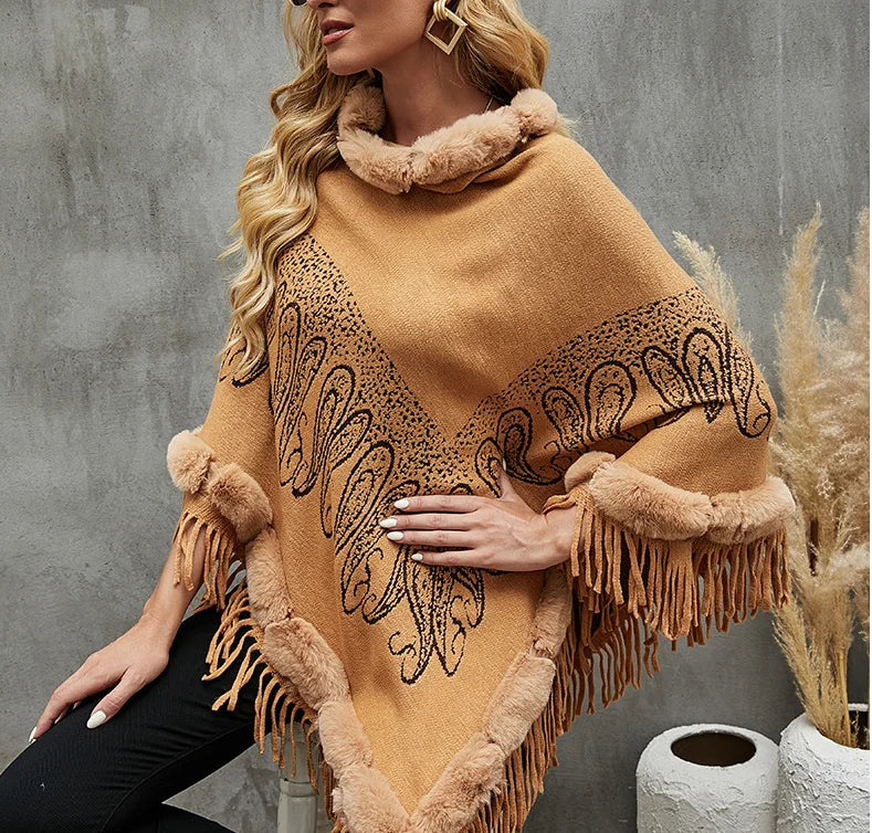 Poncho Fourrure Femme Bohème