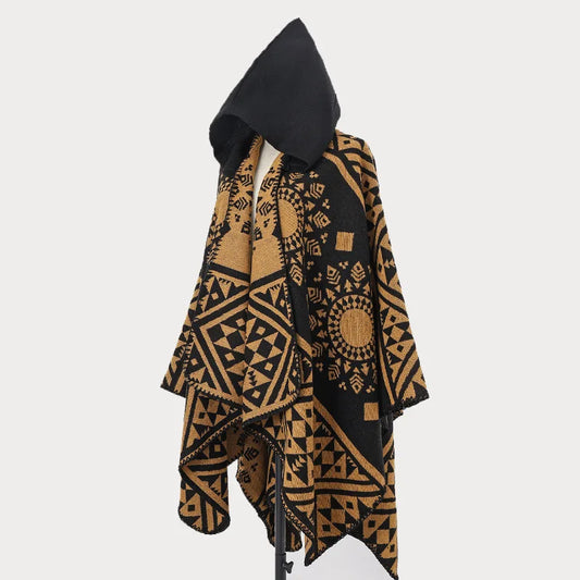 Poncho Cape Traditionnel Noir & Or