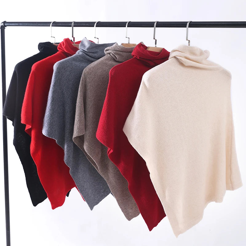 Poncho Cachemire Col Roulé