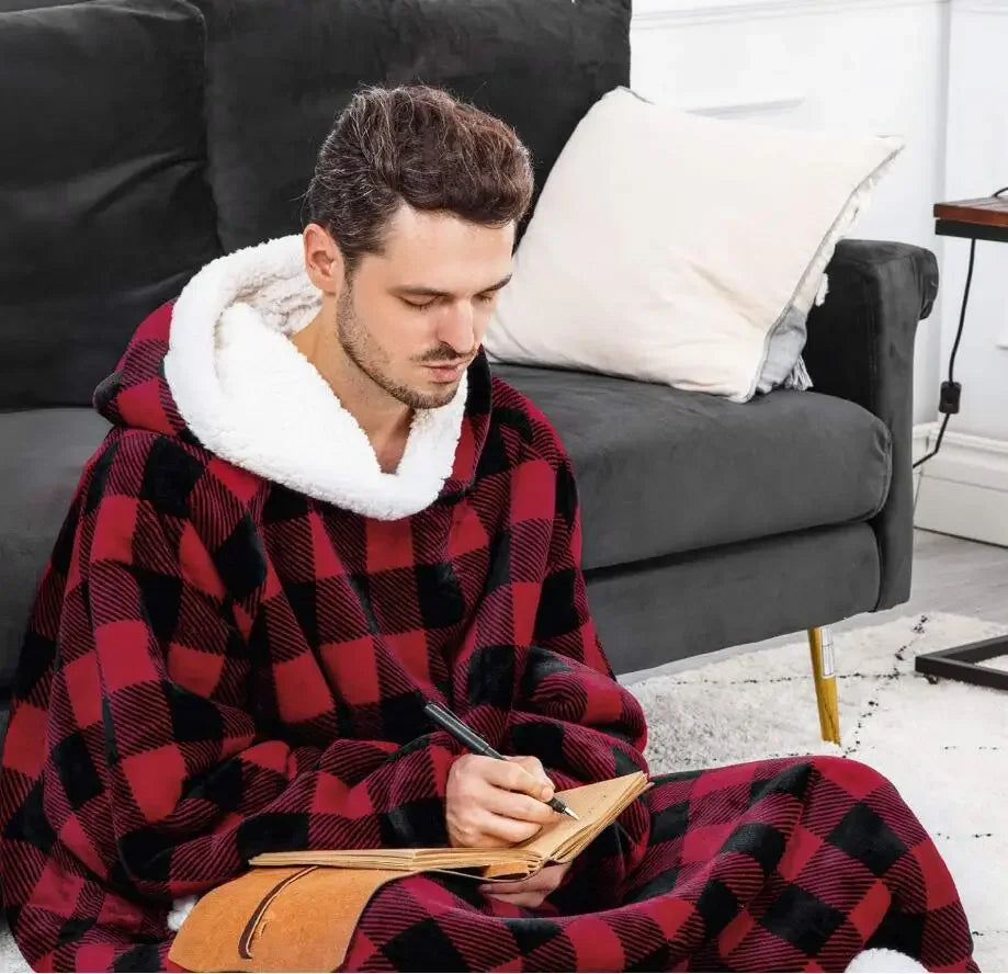 Poncho Plaid Adulte à Carreaux