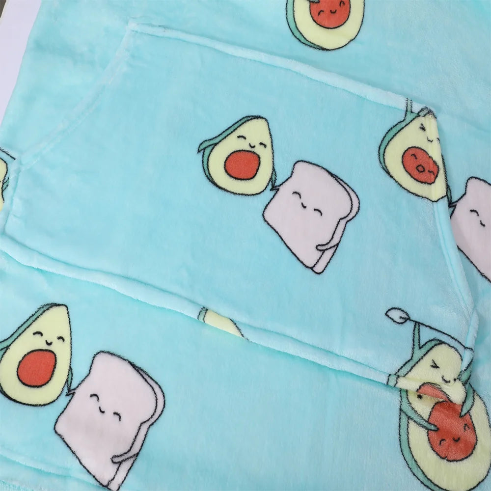 Women's Fleece Poncho with Avocados
